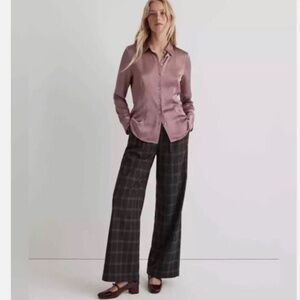 NWT Madewell Enzo Satin Shirt, Size 6 in Woodrose